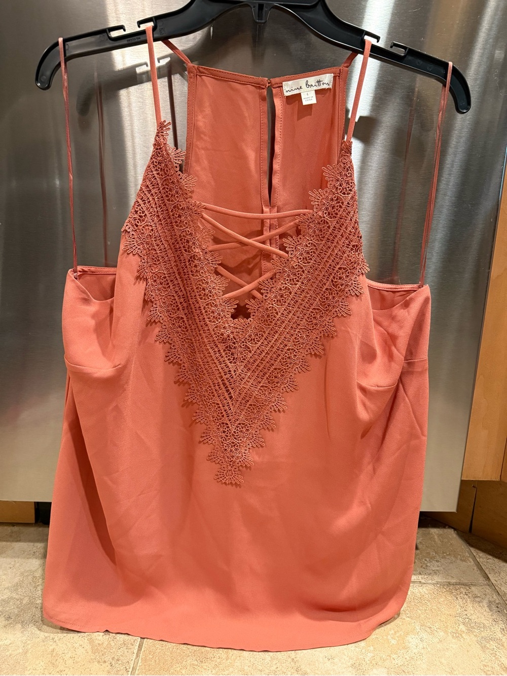 nine britton terracotta lace V-neck camisole